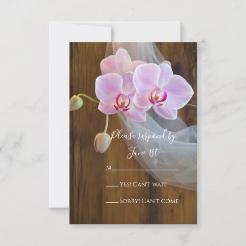 Rustic Elegant Orchids Country Wedding RSVP Card