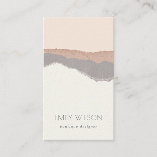 Rustic Elegant Pastel Blush Kraft Mountain Waves Business Card