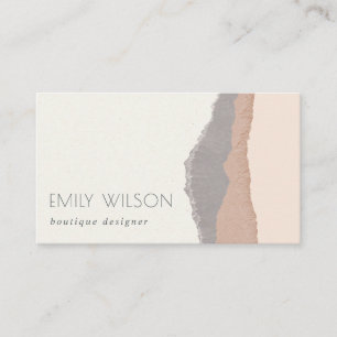 Rustic Elegant Pastel Blush Kraft Mountain Waves Business Card