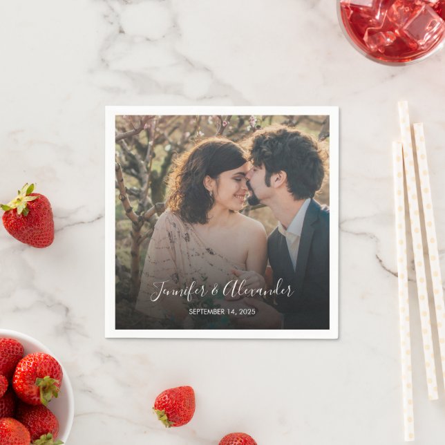 Rustic elegant photo boho wedding napkins (Insitu)