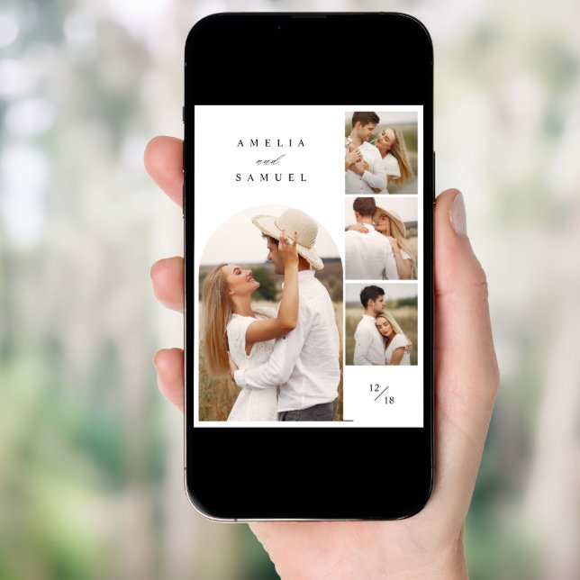 Rustic Elegant Photo Collage Wedding Invitation (Front Digital)