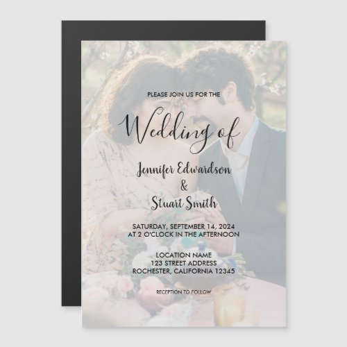 Rustic elegant photo magnetic weddgin invitation