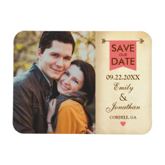 Rustic Elegant Photo Save The Date Magnet