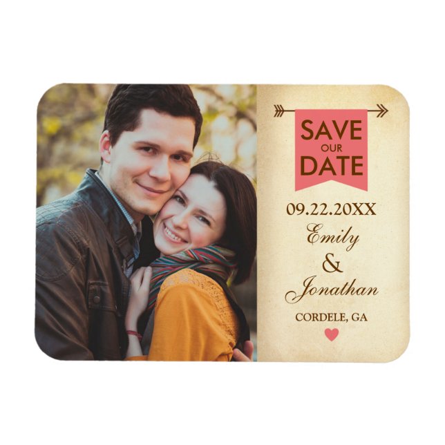 Rustic Elegant Photo Save The Date Magnet (Horizontal)