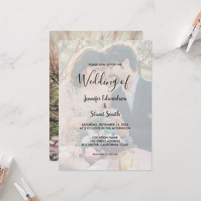 Rustic elegant photo wedding invitation (Front/Back In Situ)