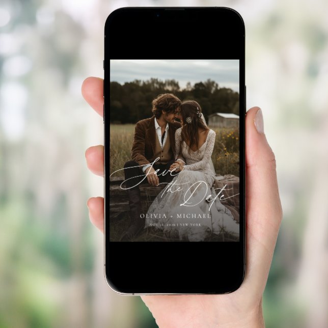 Rustic Elegant Photo Wedding Save the Date Invitation (Front Digital)