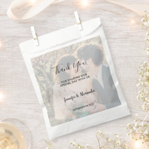 Rustic elegant photo wedding thank you favor bag