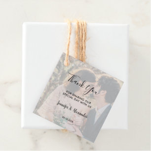 Rustic elegant photo wedding thank you favor tags