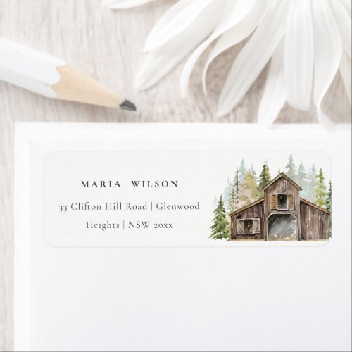 Rustic Elegant Pine Woods Forest Barnyard Address Label