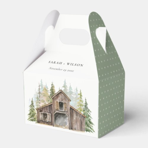 Rustic Elegant Pine Woods Forest Barnyard Wedding Favor Boxes