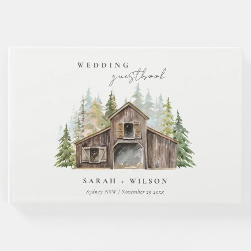 Rustic Elegant Pine Woods Forest Barnyard Wedding Guest Book