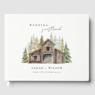Rustic Elegant Pine Woods Forest Barnyard Wedding Guest Book