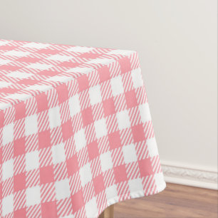 Rustic Elegant Pink Gingham Plaid  Tablecloth