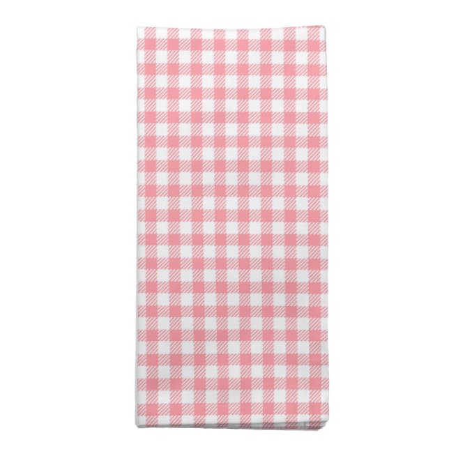 Rustic Elegant Pink Small Gingham Plaid  Cloth Napkin (Folded)