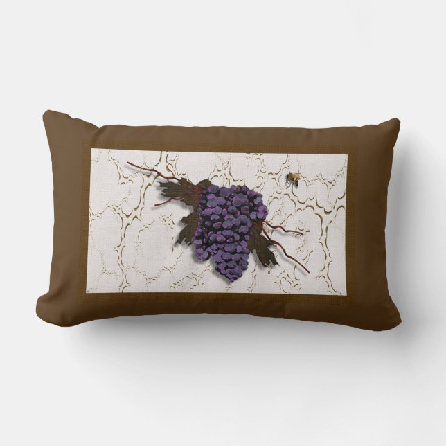 Rustic Elegant Purple Grapes Lumbar Pillow (Front)