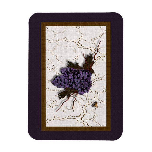 Rustic Elegant Purple Grapes Magnet (Vertical)
