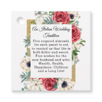 Rustic Elegant Red and Gold Floral White Wedding Favor Tags