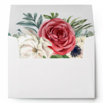 Rustic Elegant Red Floral White Wedding Envelope