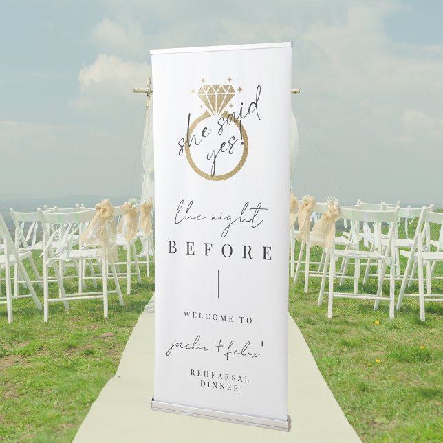 Rustic Elegant Rehearsal Dinner Welcome Retractable Banner (Creator Uploaded)