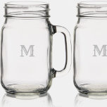 Rustic Elegant Retro Monogrammed Engraved Etched Mason Jar W/ Handle<br><div class="desc">Create your own custom, personalized, rustic retro vintage style elegant typography script font monogrammed, cool chic stylish classy, high quality, durable glass, rustic beautiful laser engraved etched glassware 16 oz mason jar with handle for all your favorite beverages. The etching / engraving is permanent, flawless, dishwasher safe, and requires no...</div>