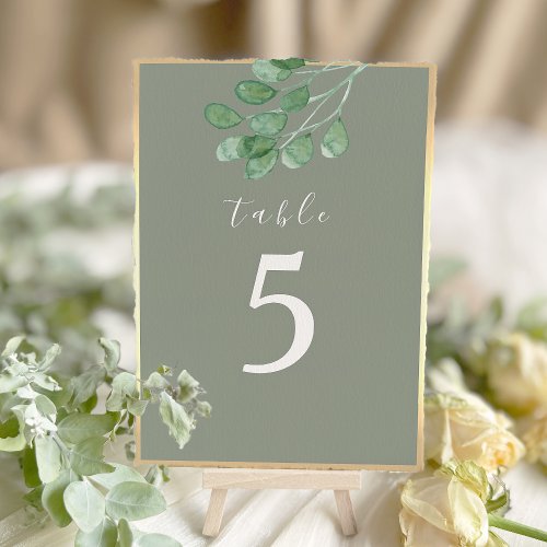 Rustic Elegant Sage Green Wedding Table Number