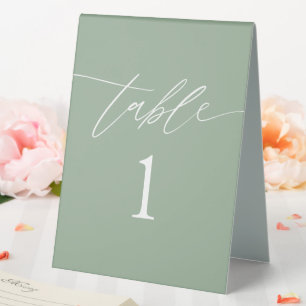 Rustic Elegant Sage Green Wedding Table Number Tent