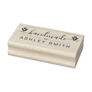 Rustic Elegant Script Handmade Business Rubber Stamp