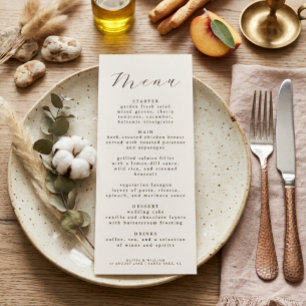 Rustic Elegant Script Wedding Reception Dinner Menu
