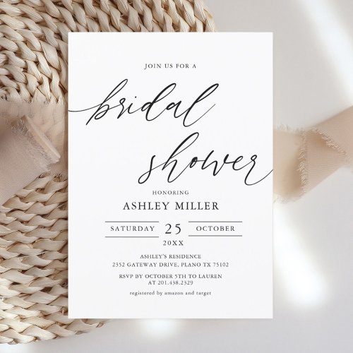 Rustic Elegant Simple Bridal Shower Invitation