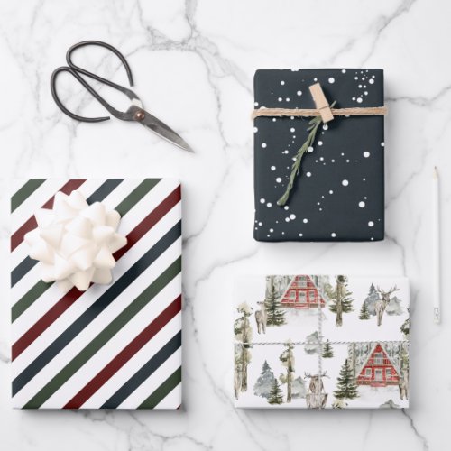 Rustic Elegant Snowy Winter  Christmas Holiday Wrapping Paper Sheets