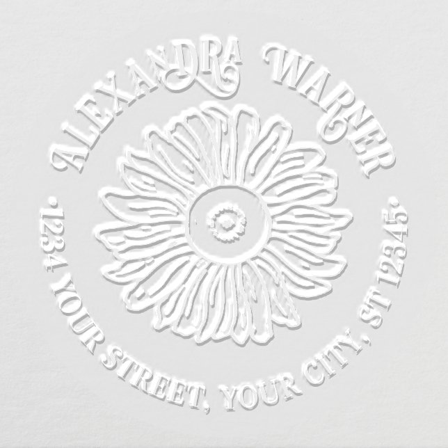 Rustic Elegant Sunflower #1 Name Return Address Embosser (Design)