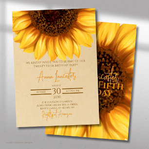 Rustic Elegant Sunflower Birthday Invitation