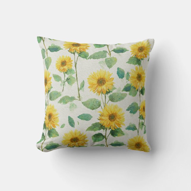 Rustic & Elegant Sunflower Classic Floral Throw Pillow (Front)