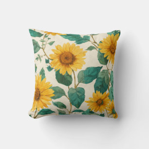Rustic & Elegant Sunflower Classic Floral Throw Pillow