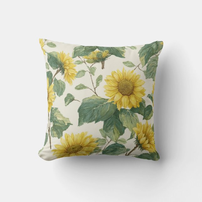 Rustic & Elegant Sunflower Classic Floral Throw Pillow (Front)