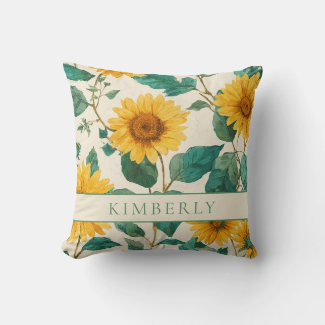Rustic & Elegant Sunflower Classic Floral Throw Pillow (Front)