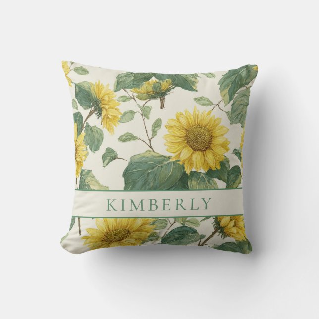 Rustic & Elegant Sunflower Classic Floral Throw Pillow (Front)