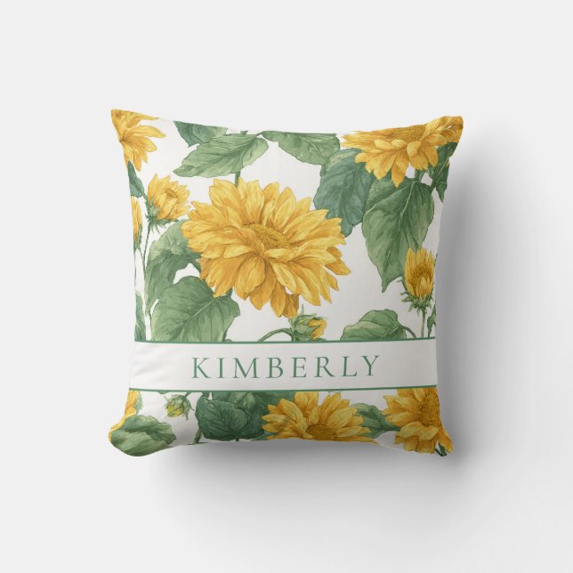 Rustic & Elegant Sunflower Classic Floral Throw Pillow (Front)
