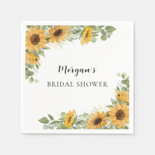 Rustic Elegant Sunflower Eucalyptus Bridal Shower Napkins