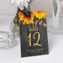 Rustic elegant sunflower fall wedding table number