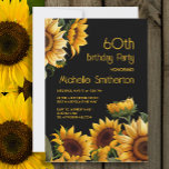 Rustic Elegant Sunflowers Black 60th Birthday Invitation<br><div class="desc">Rustic,  elegant 60th birthday party invitation with yellow sunflowers on a black background. Contact me for assistance with your customizations or to request additional matching or coordinating Zazzle products for your celebration.</div>