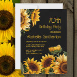Rustic Elegant Sunflowers Black 70th Birthday Invitation<br><div class="desc">Rustic,  elegant 70th birthday party invitation with yellow sunflowers on a black background. Contact me for assistance with your customizations or to request additional matching or coordinating Zazzle products for your celebration.</div>