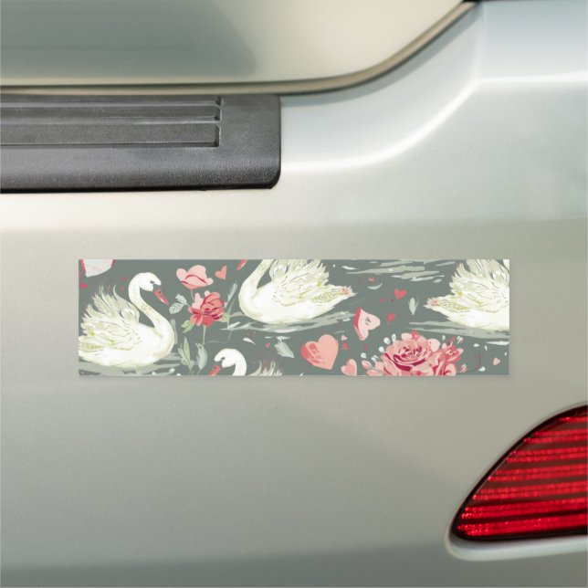 Rustic Elegant Swans & Hearts Elements Pattern Car Magnet (In Situ)