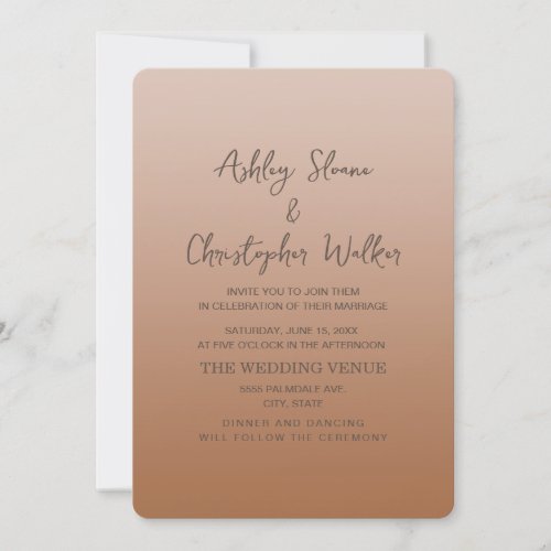 Rustic Elegant Terracotta Cream Ombre Wedding Invitation