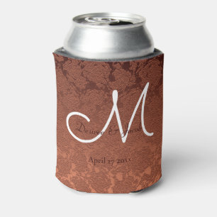 Rustic Elegant Terracotta Fall Wedding Monogram Can Cooler