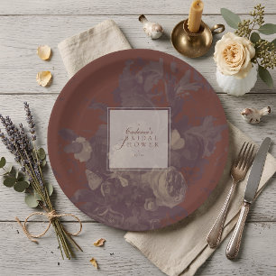 Rustic Elegant Terracotta Floral Bridal Shower Paper Plates