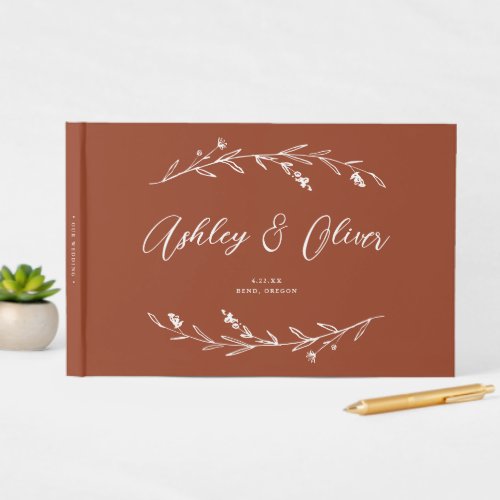 Rustic Elegant Terracotta Wildflowers Wedding Guest Book