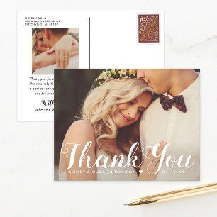 Rustic Elegant Thank You Wedding Photo Postcard
