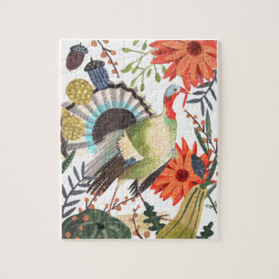 Rustic Elegant Turkey Thanksgiving Botanical  Jigsaw Puzzle