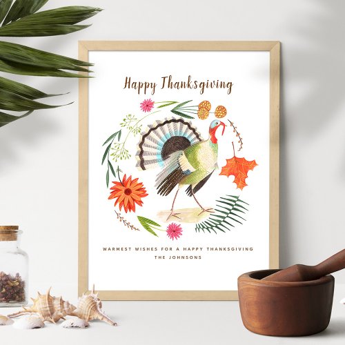 Rustic Elegant Turkey Thanksgiving Botanical  Poster